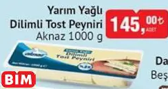 AKNAZ YARIM YAĞLI DİLİMLİ TOST PEYNİRİ